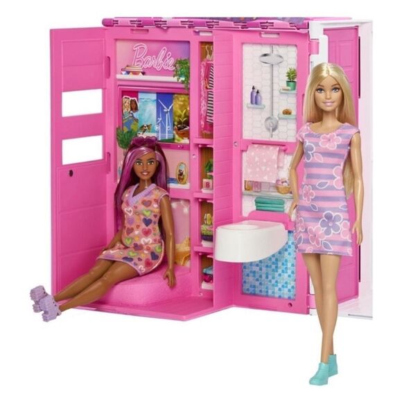 Barbie Getaway House Playset with 4 Play Areas and Pink - Picture 3 of 12